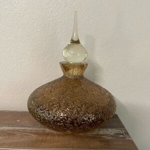 Vintage Murano Sommerso Amber Glass Perfume Bottle: Sliced Window Design, 1960s